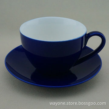 New Bone China Tea Cup and Saucer Set, Dark Blue Color Glazed, Ideal for Gifts and Promotion